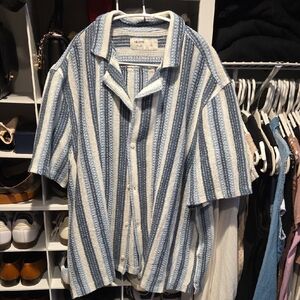 Hollister Blue and White Striped Shirt